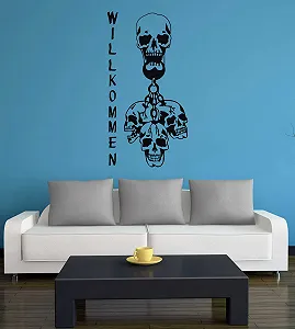 Наклейка на двері Klebesüchtig A161 Welcome Skull 60 см x 32 см Чорна synthetic.ua - Фото 1