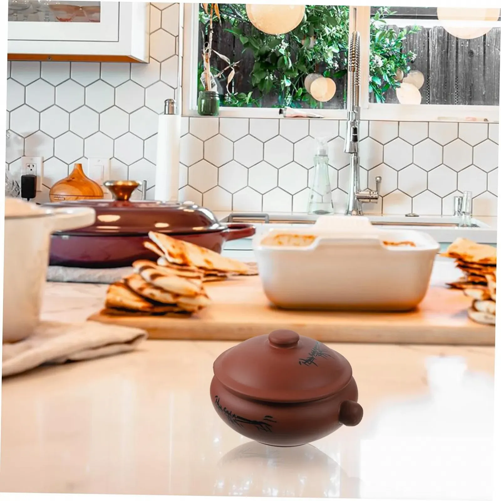 Кастрюля для супа керамическая универсальная с крышкой жаропрочная, фото №6