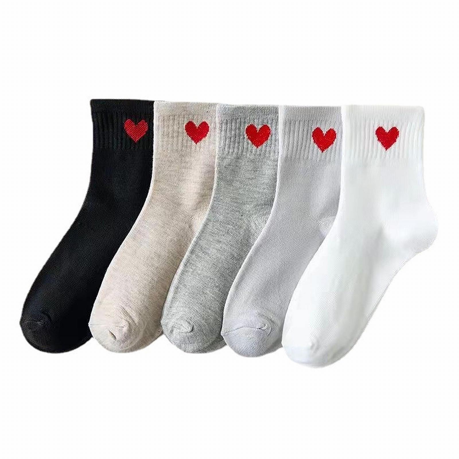 Носки женские теннисные с сердечками, 37-42, хлопковые, спортивные, 5 цветов: черный, белый, темно-серый, фото №1