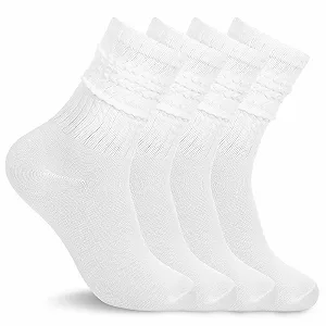 Длинные носки Ouligay Slouch 2 пары, женские, хлопковые, зимние, теплые, белые, размер 36-42 - Фото 1