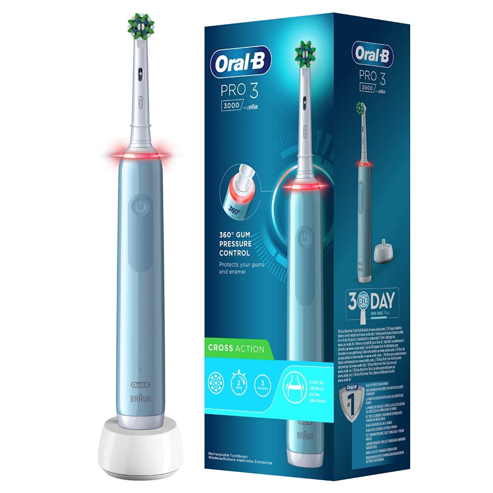 Зубна щітка Oral-B Pro 3 3000 Cross Action, синя, 1 шт. в упаковці, фото №1