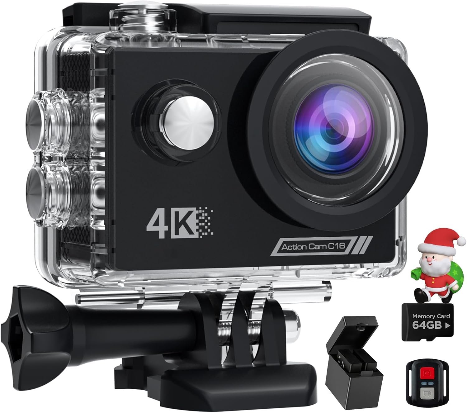 Екшн-камера Camlance C16PRO / 40Мп / 4K / 60fps / Wi-Fi / Bluetooth / Водонепроникна 40м / Чорна, фото №1