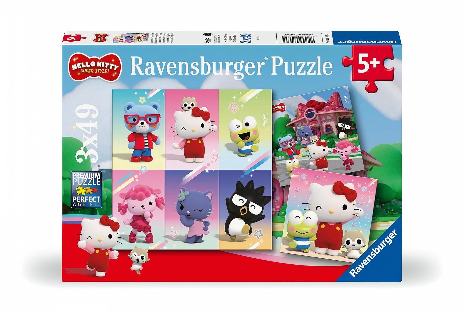 Дитячий пазл Ravensburger Hello Kitty Adventure in Cherry Town 12001035 3 x 49 деталей від 5 років, фото №1