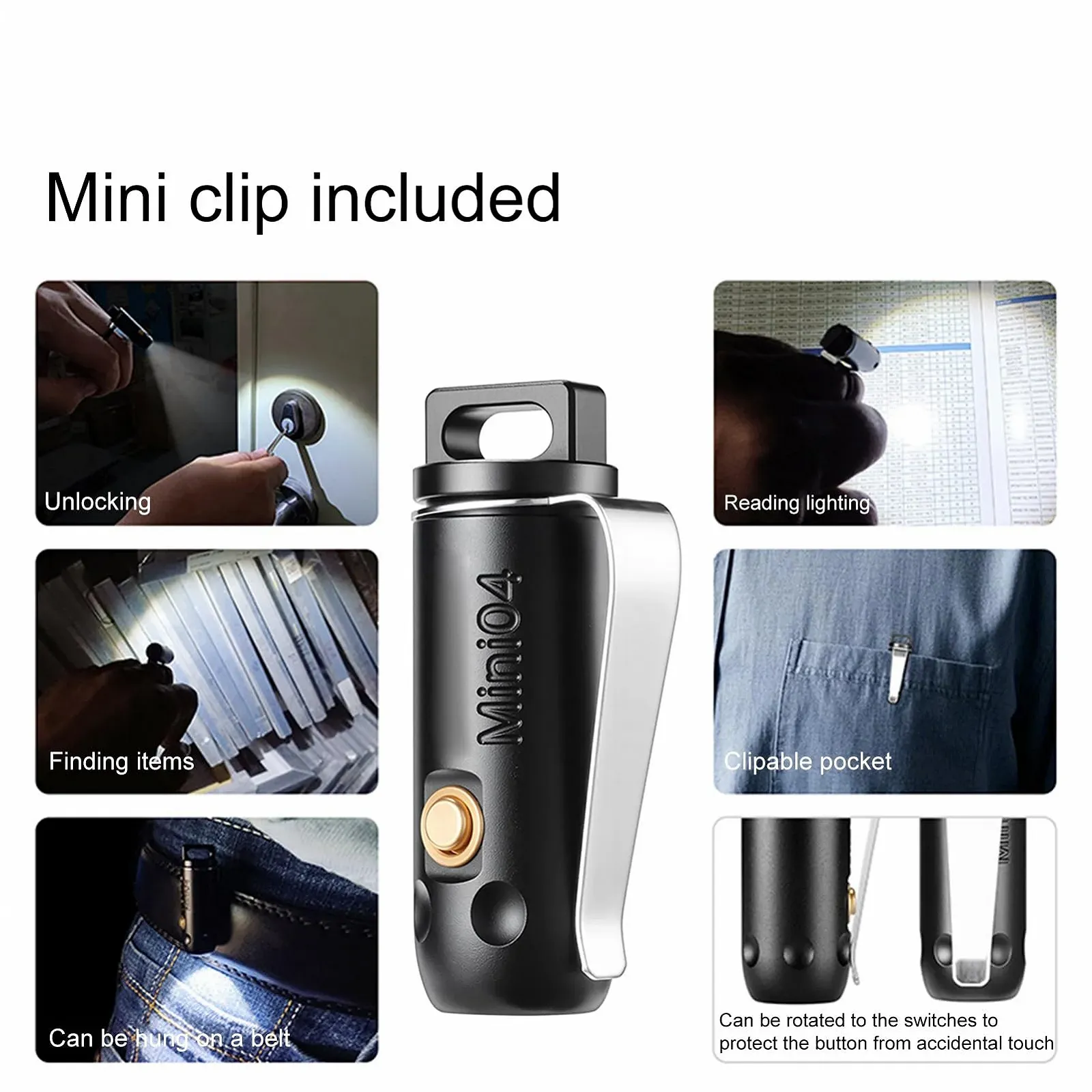 Компактний ліхтарик з кліпсою на кепку, маленький яскравий з 4 режимами, універсальний для їзди на велосипеді, ремонту, бігу, походів, використання на відкритому повітрі, 3.45 x 1.14 см, фото №6