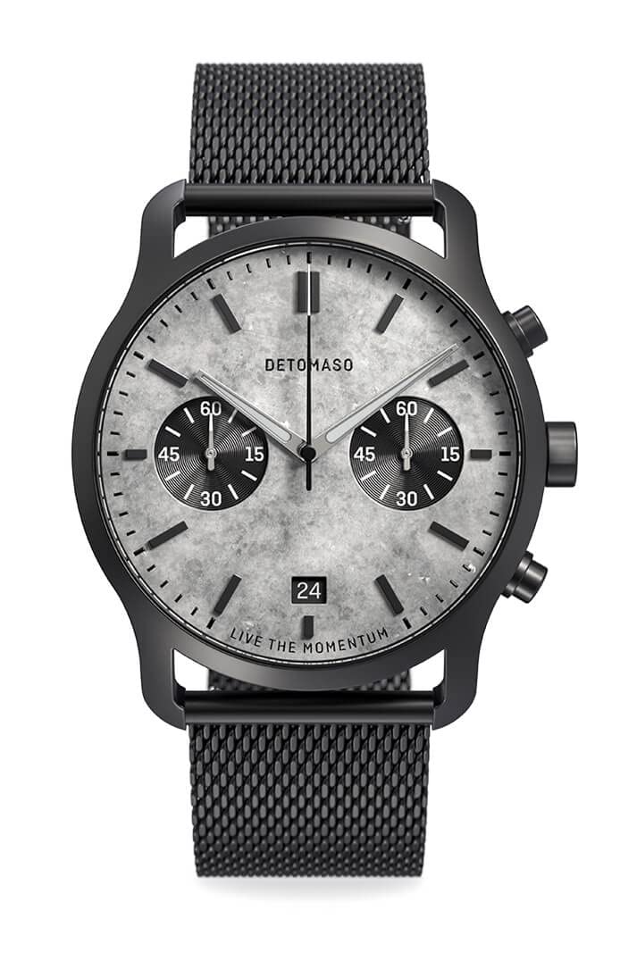 ДеТомасо Сорпассо Хронограф Лимитированная Серия ROCCE Черные Мужские Часы Аналоговые Кварцевые Mesh Миланский Золото, Черный, Браслет, фото №1