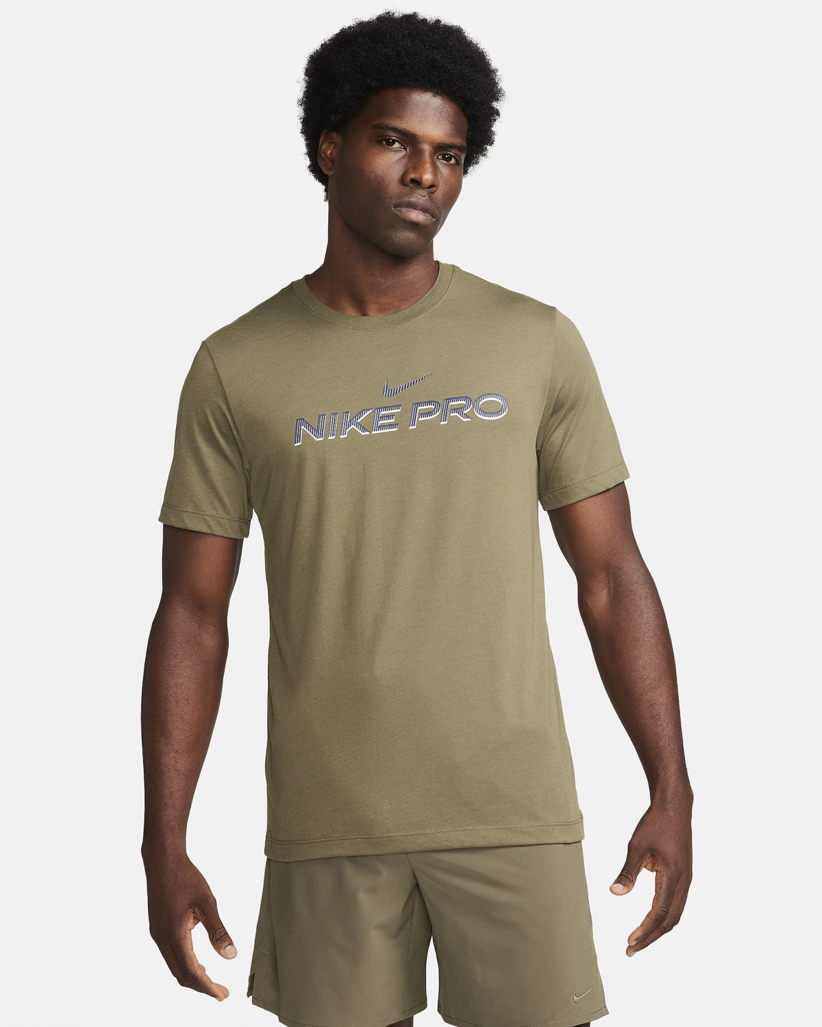 Футболка NIKE PRO FJ2393-222 Хаки L, фото №1