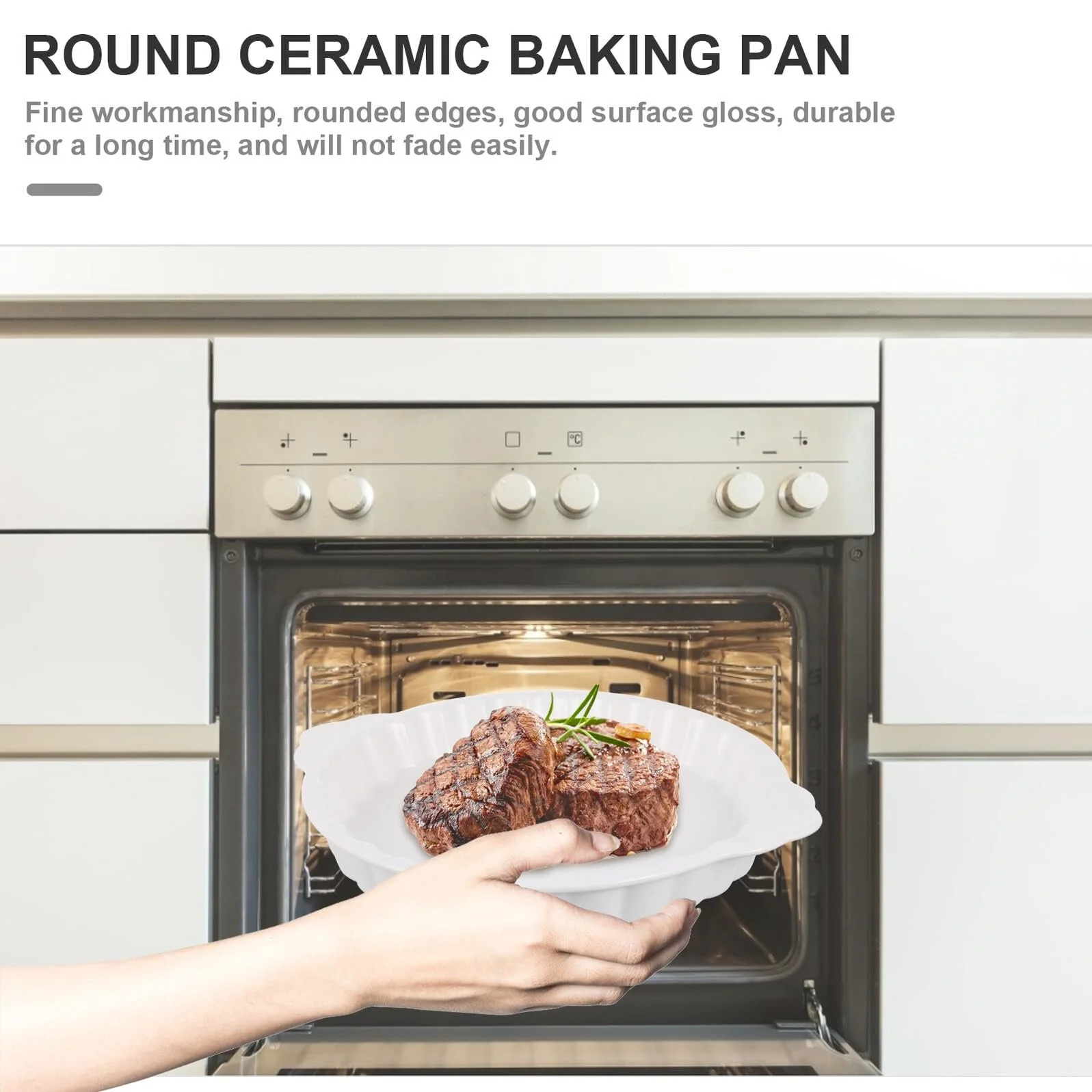 Форма для запекания керамическая круглая с ручками термостойкая Ретро дизайн, фото №9