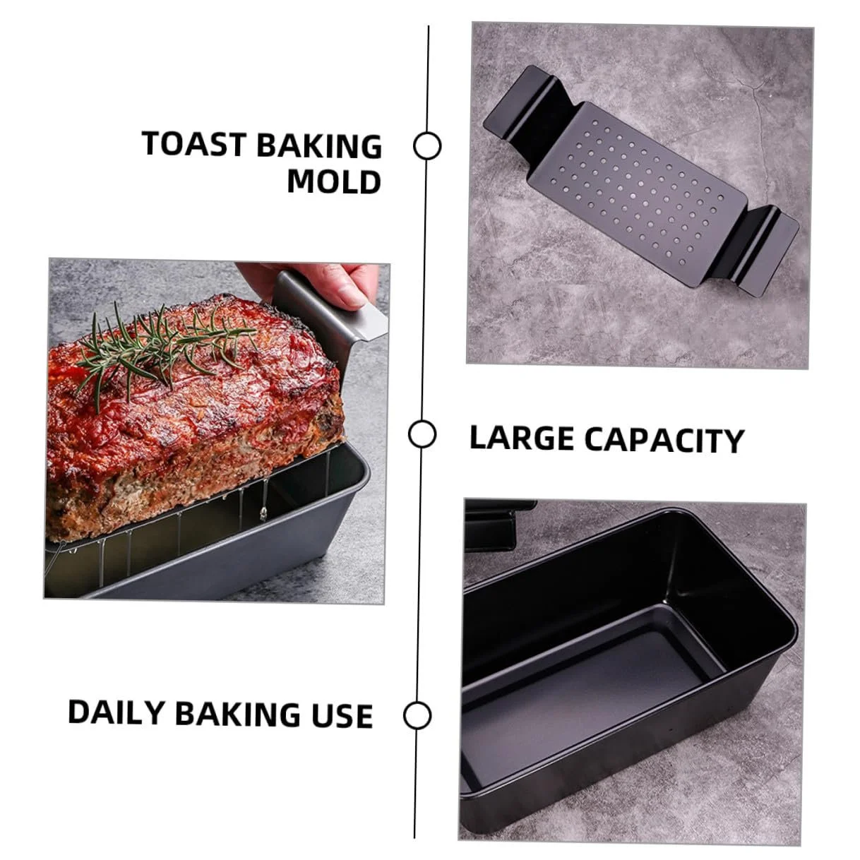 Форма для хлеба Toyvian Вуглеродистая сталь Антипригарная со съемным поддоном Черная, фото №9