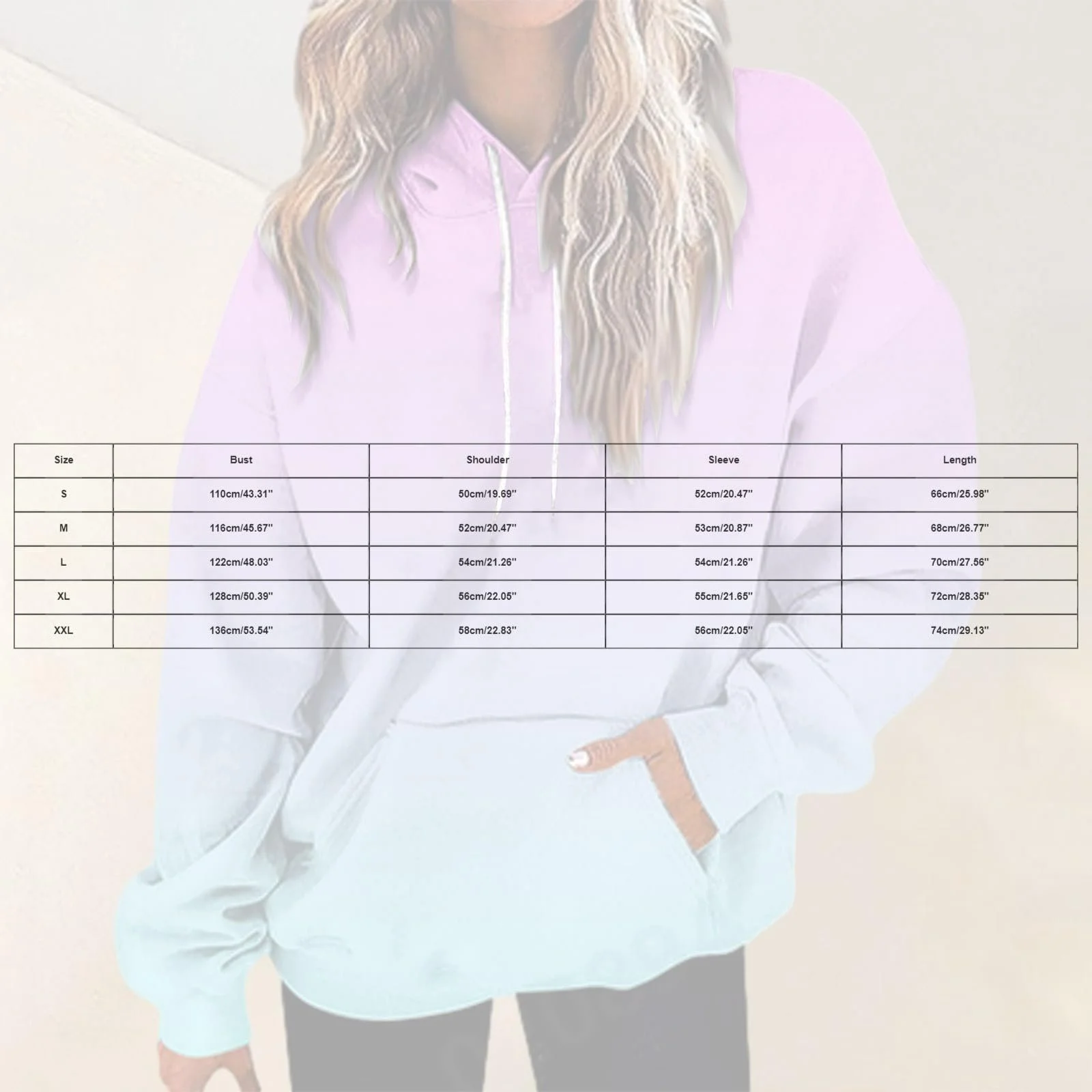 Женский Свитшот Générique с капюшоном, градиентный пуловер со шнурком и карманами, осенне-зимний топ с длинными рукавами, спортивная футболка, фото №3 Женский Свитшот Générique с капюшоном, градиентный пуловер со шнурком и карманами, осенне-зимний топ с длинными рукавами, спортивная футболка, фото №3