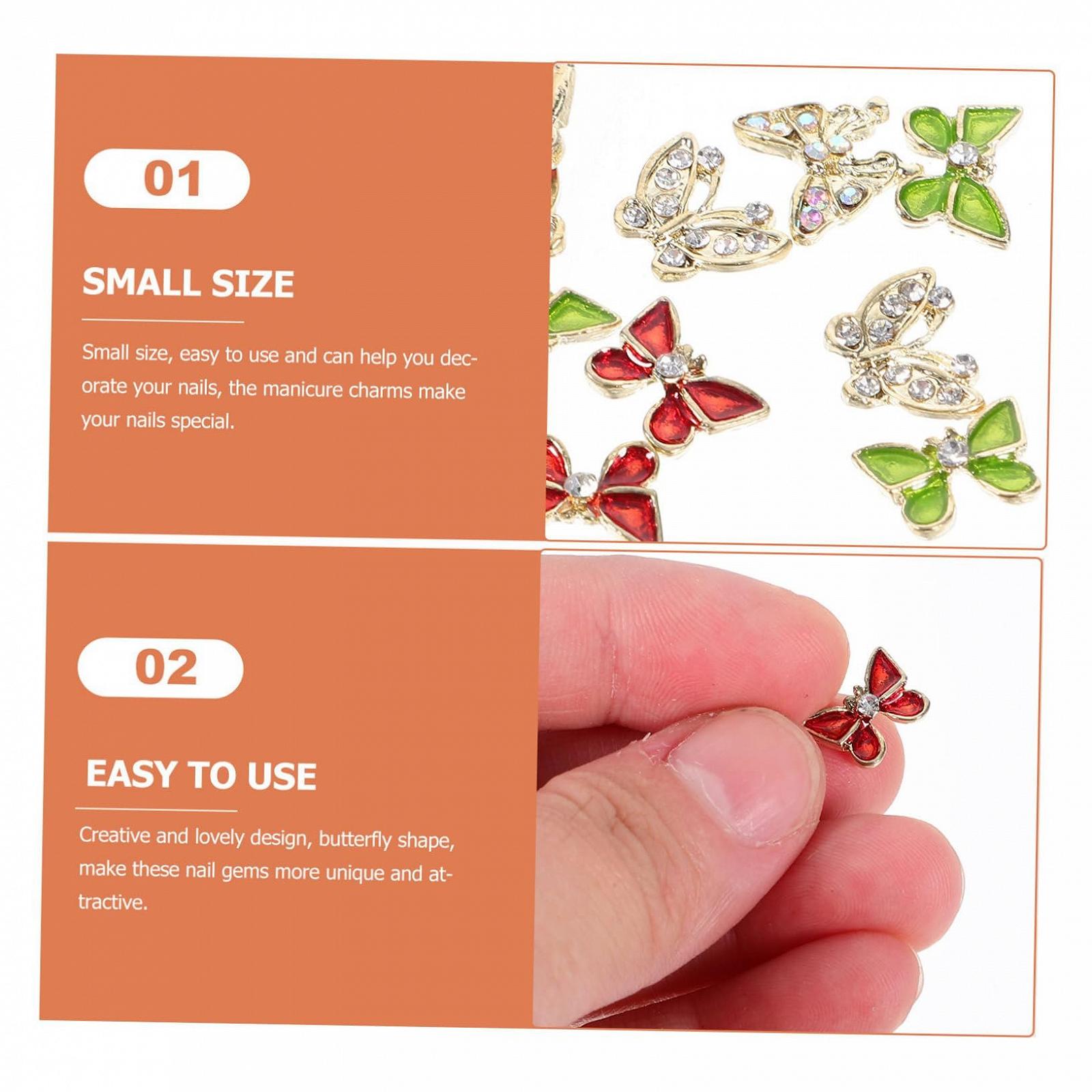 Украшения для ногтей Бабочки 40 шт., украшения для маникюра, блестящие самоцветы, фото №4
