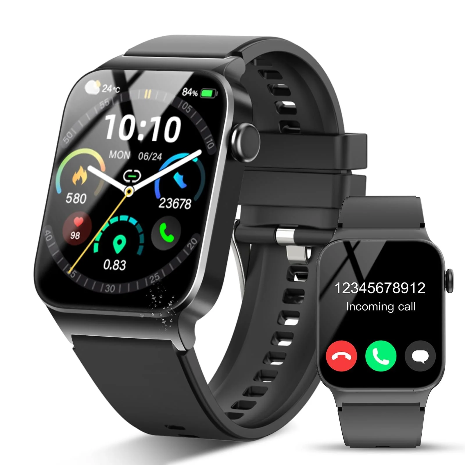 Смарт-годинник STECEi Чоловічий 1.85 Inch HD Touchscreen Black, фото №1
