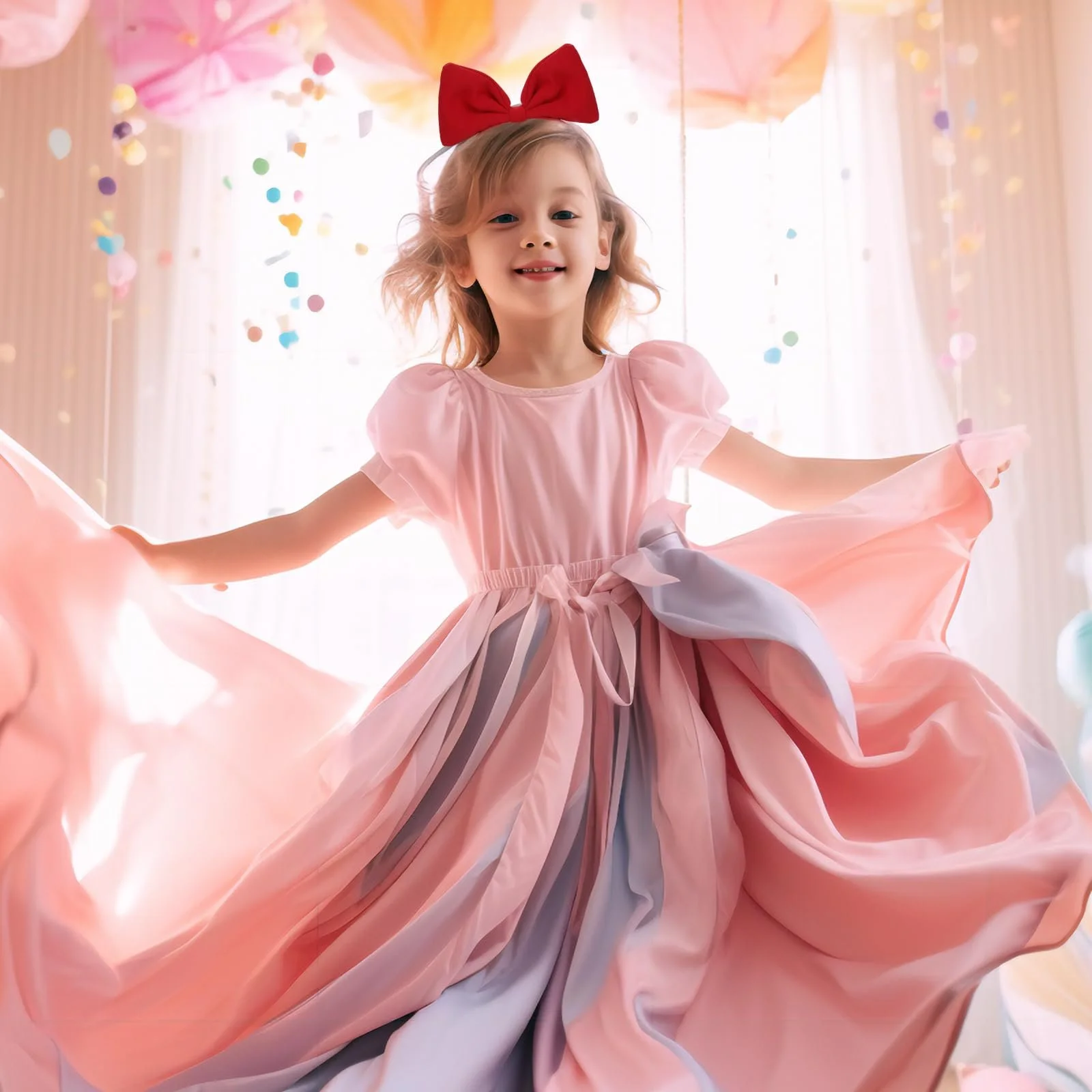 Обруч на голову з бантом WLLHYF, червона, фото №3