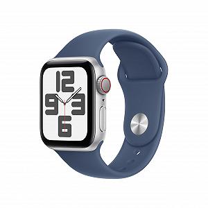 Смарт-часы Apple Watch SE (2nd Generation) GPS + Cellular 40mm, алюминиевый корпус серебристый, спортивный ремешок джинсовый (M/L) - Фото 1