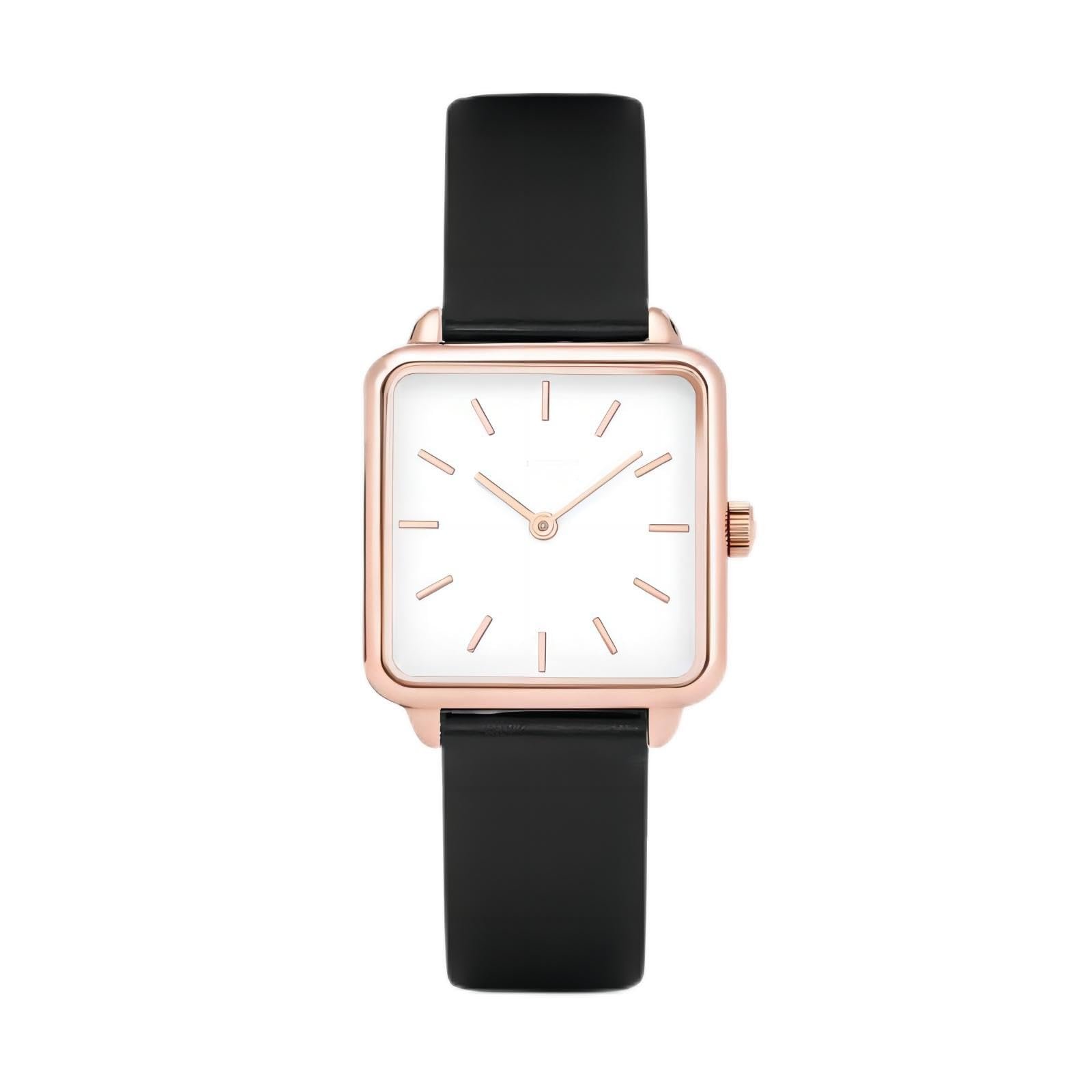 Жіночий годинник Basfur Dress Fe-Montre-077-01, Чорний ремінець / білий циферблат, Modern, фото №1