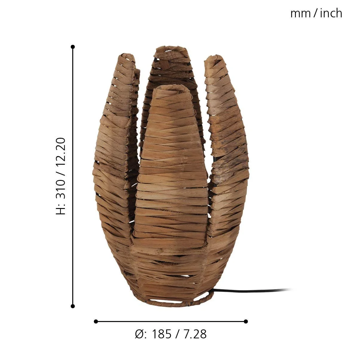 Настільна лампа EGLO Mongu 1 вінтажна рафія сталь натуральна чорна E27, фото №3