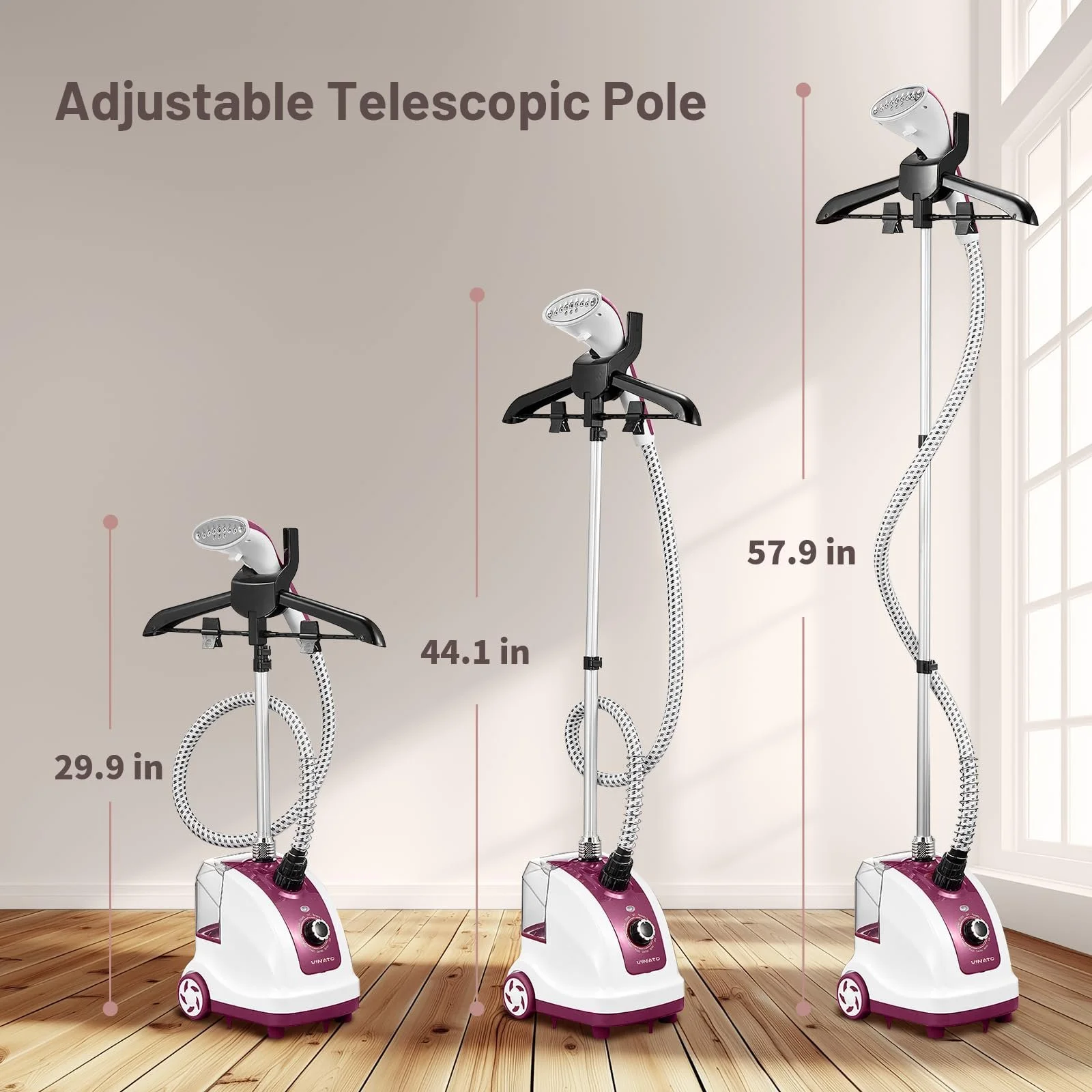 Вертикальный отпариватель VINATO 1950W 1.35л 11 функций, фото №5