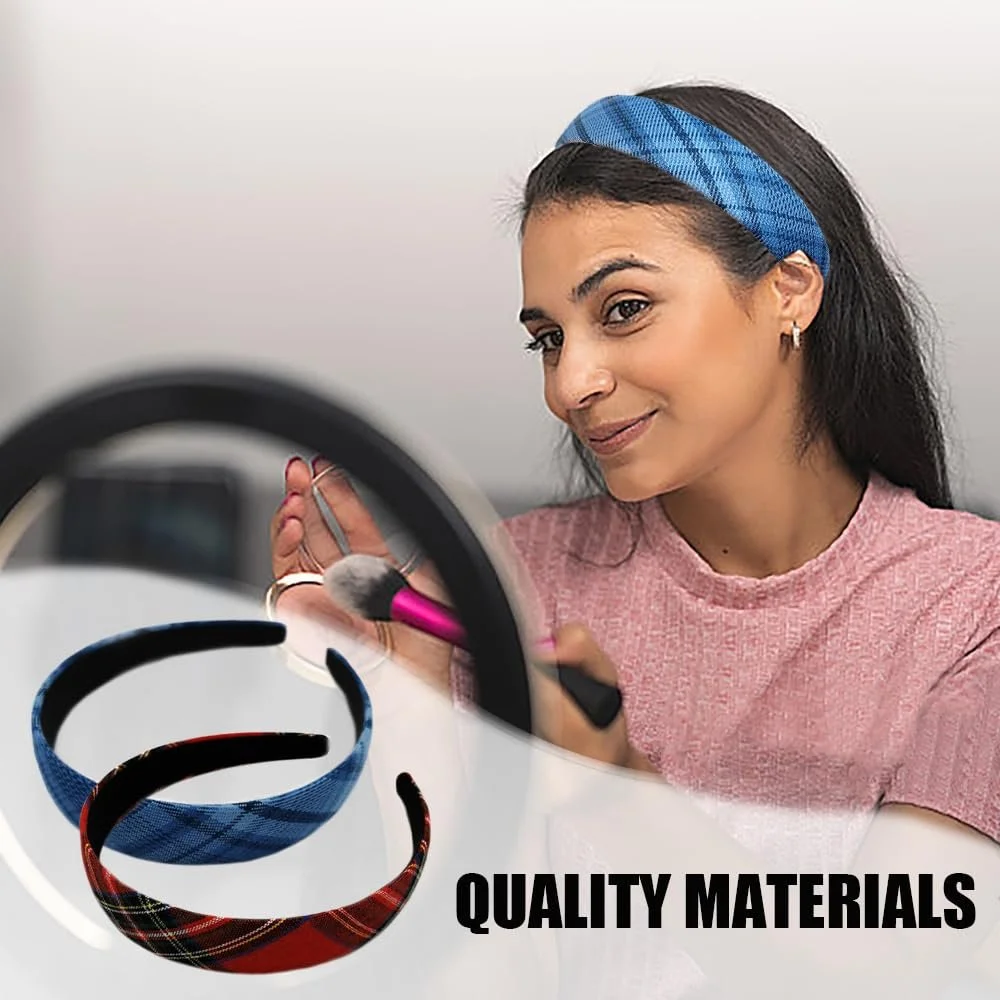 Набір обручів для волосся в шотландську клітинку (2 шт.), Тканинний, фото №4