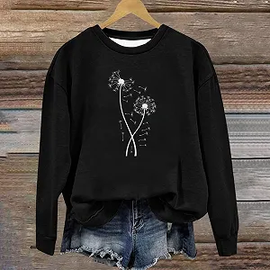 Женский свитшот HAOLEI Модный повседневный пуловер, мягкий, удобный, элегантный, шикарный свитер с принтом, качественный свитер с круглым вырезом, длинный рукав synthetic.ua - Фото 1