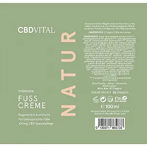 Крем для ног CBD Organic Natural Cosmetics для сухой и уставшей кожи 100 мл synthetic.ua - Фото 1