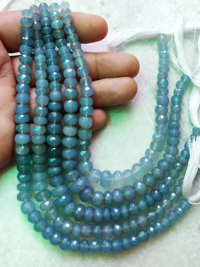 Бусины Халцедон Натуральный Круглый 7-9 мм, нить длиной 22,86 см, камни для ожерелья и браслета, фото №4