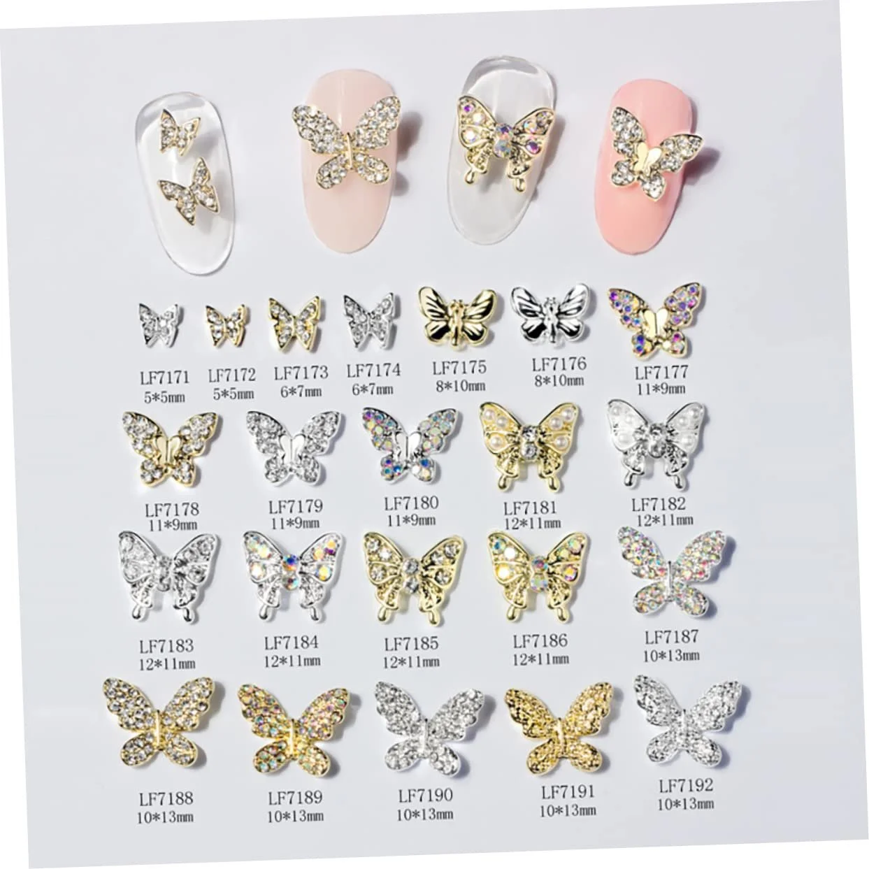 Украшение для ногтей Бабочка Healvian 66 шт. Камни для ногтей, фото №5