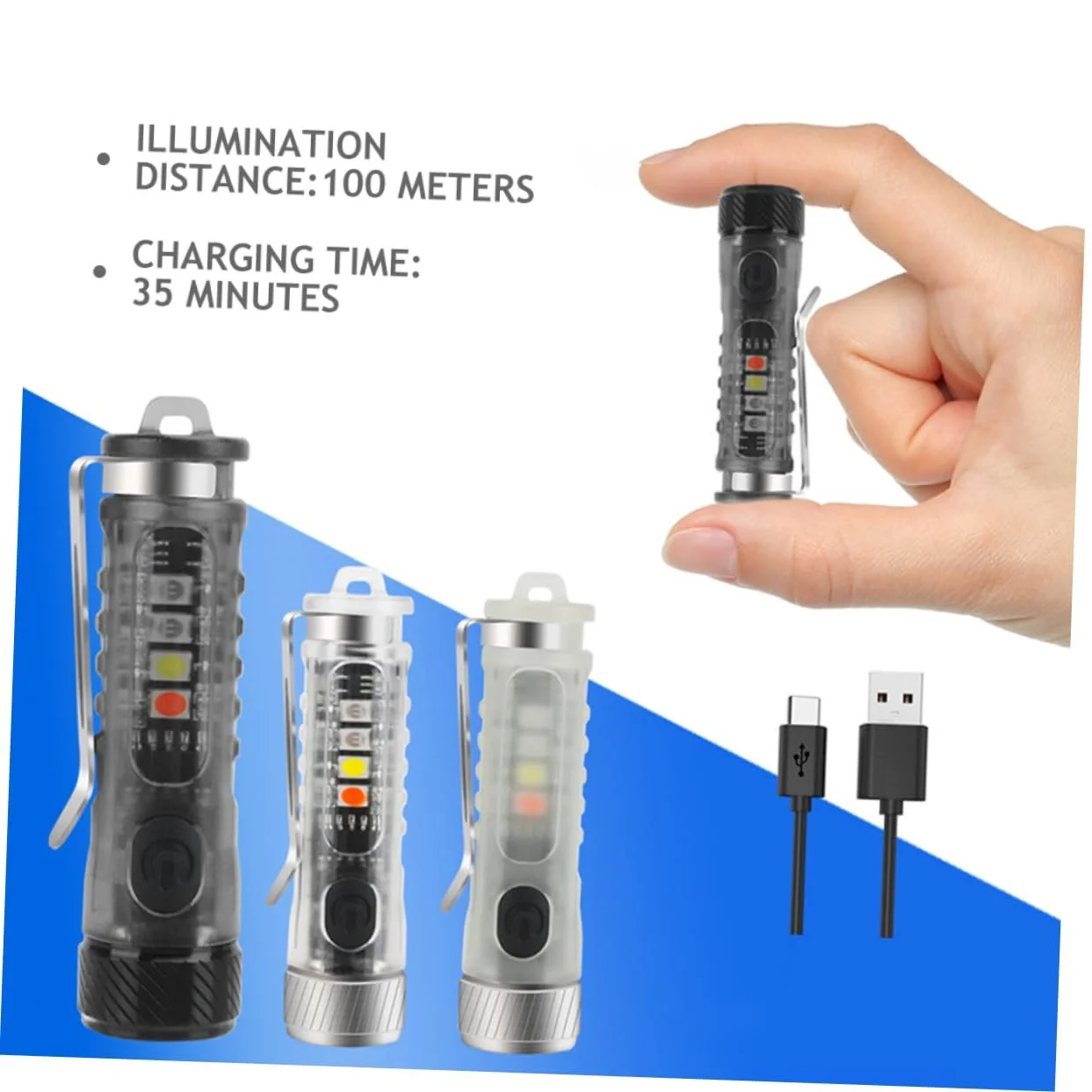 Фонарик BESPORTBLE LED 3 шт. Карманный фонарик-брелок Мини фонарик PC, фото №9