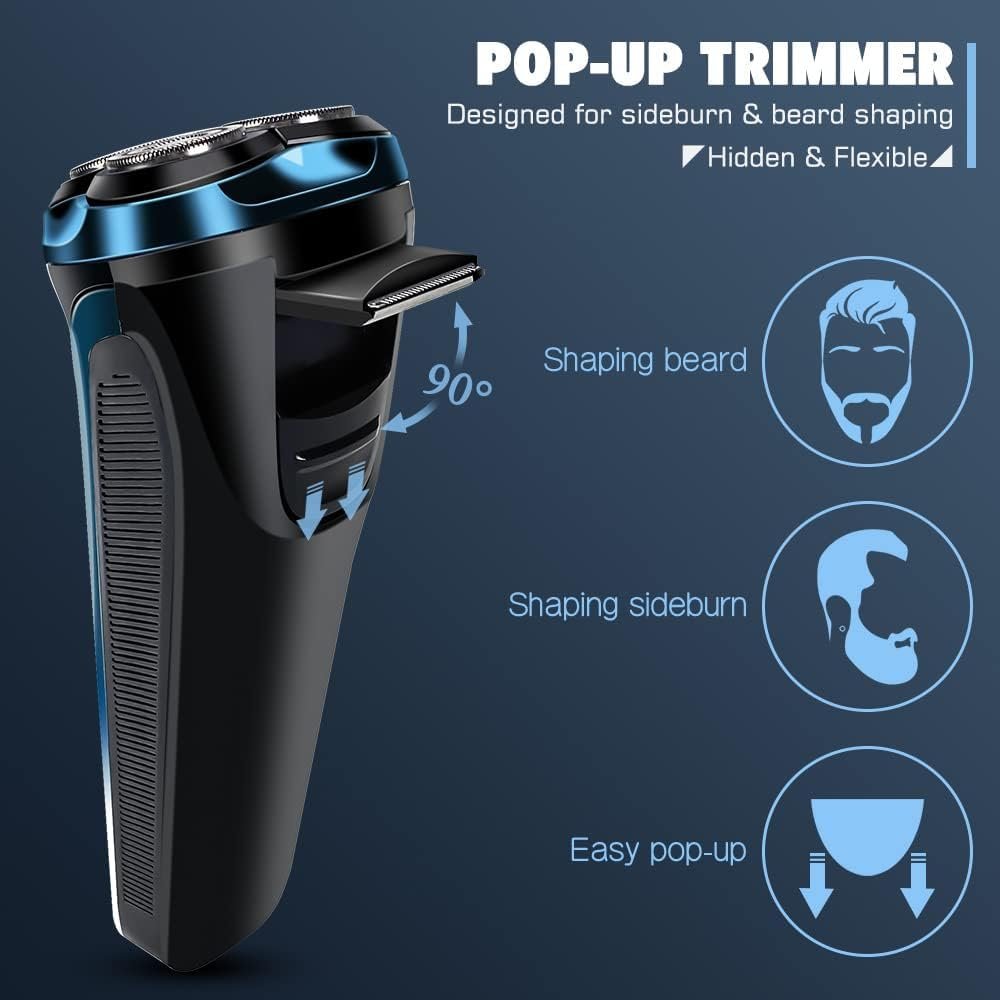Электробритва Snapbuy 4D Floating Head 3 Replacement Heads Wet and Dry Pop-up Trimmer 99 Minutes Runtime LED Display Travel Case, фото №8 Электробритва Snapbuy 4D Floating Head 3 Replacement Heads Wet and Dry Pop-up Trimmer 99 Minutes Runtime LED Display Travel Case, фото №8