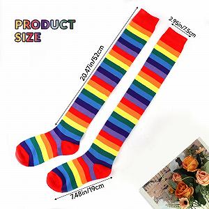 Чулки FuninCrea Полосатые хлопковые выше колена для женщин synthetic.ua - Фото 1