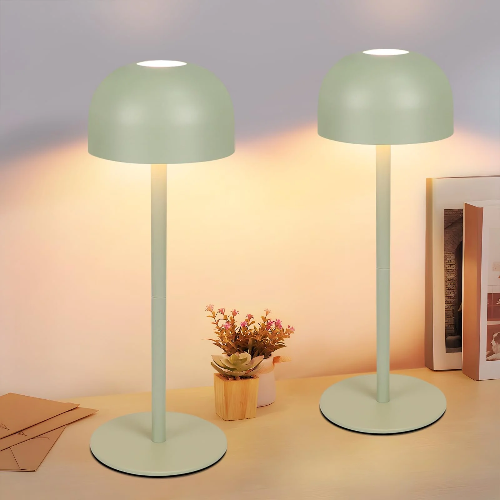 Настільна лампа LED Homefire Бездротова Регульована за висотою IP44 Зелений, фото №1