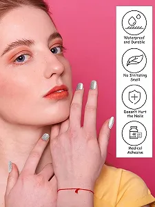 Гелевые полоски для ногтей TOROKOM Semi-Cured Gel Nail Strips 20 шт Silver Glitter synthetic.ua - Фото 1