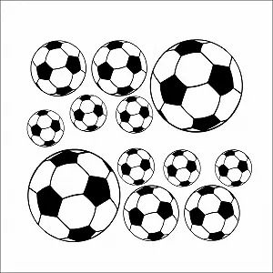 Наклейки на стіну Footballs Collection 12 шт. Плівка Oracal Чорний - Фото 1