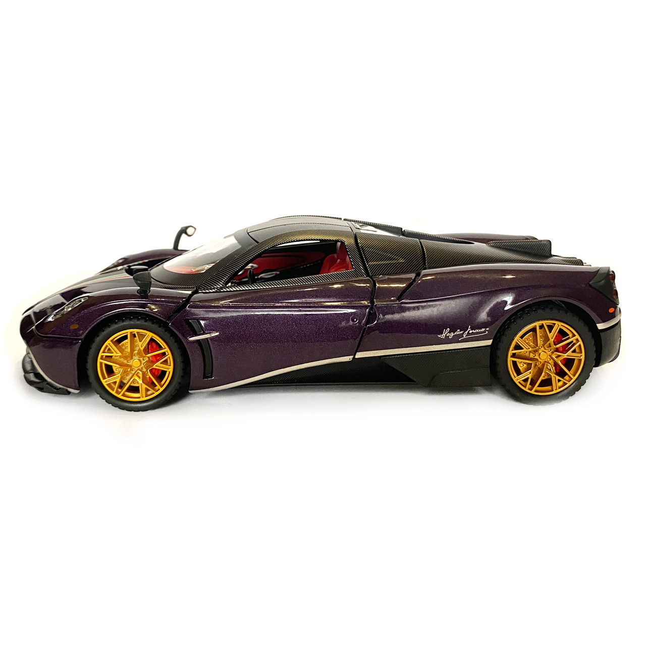Машинка металлическая игрушечная Pagani huayra Roadster Авто Эксперт 1:24, фиолетовая свет звук инерция, фото №9