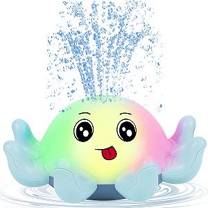 Игрушка для ванны Осьминог с распылением воды и светом Синий - Фото 1