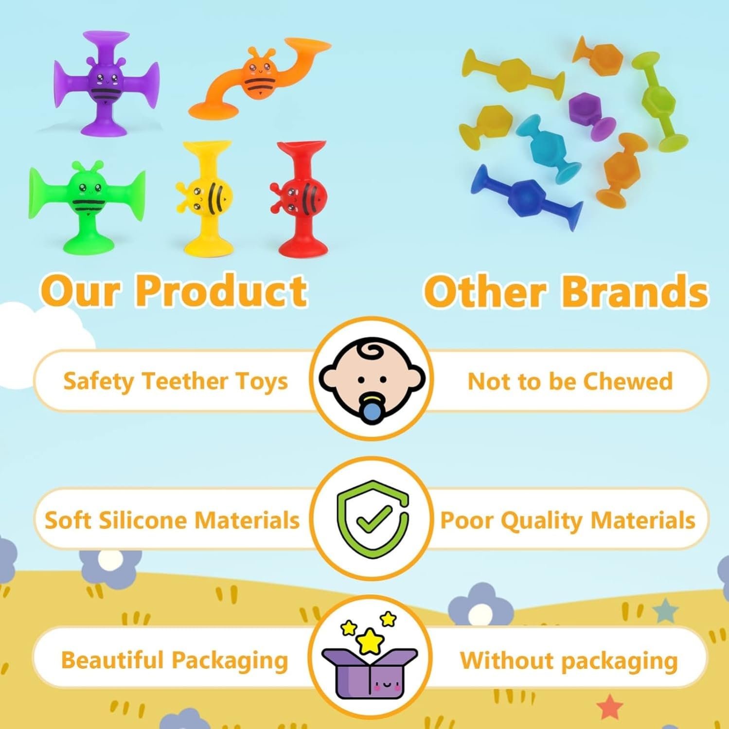 Іграшка-присоска KAHEIGN 76 штук, 8 стилів, силіконова, фото №3