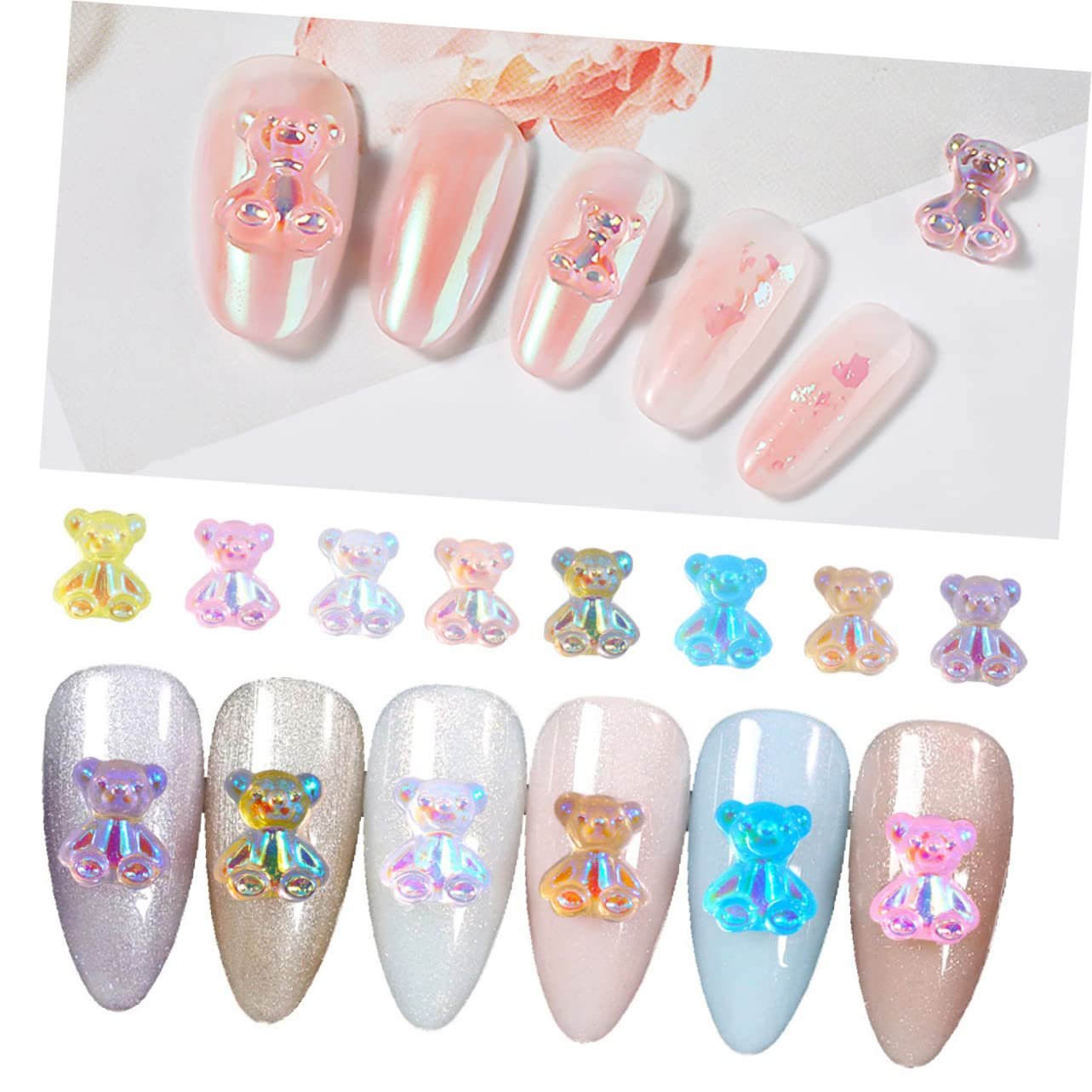 Украшения для ногтей Медведь Aurora ABOOFAN, 3D, смола, 64 шт, фото №8