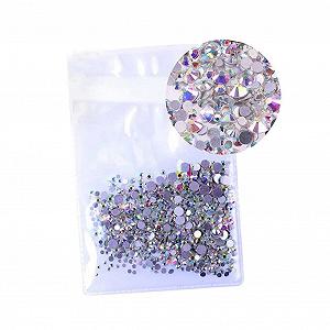 Стразы Круглые Beavorty Kristall AB 1440 шт. для дизайна ногтей, плоские, смешанные цвета - Фото 1