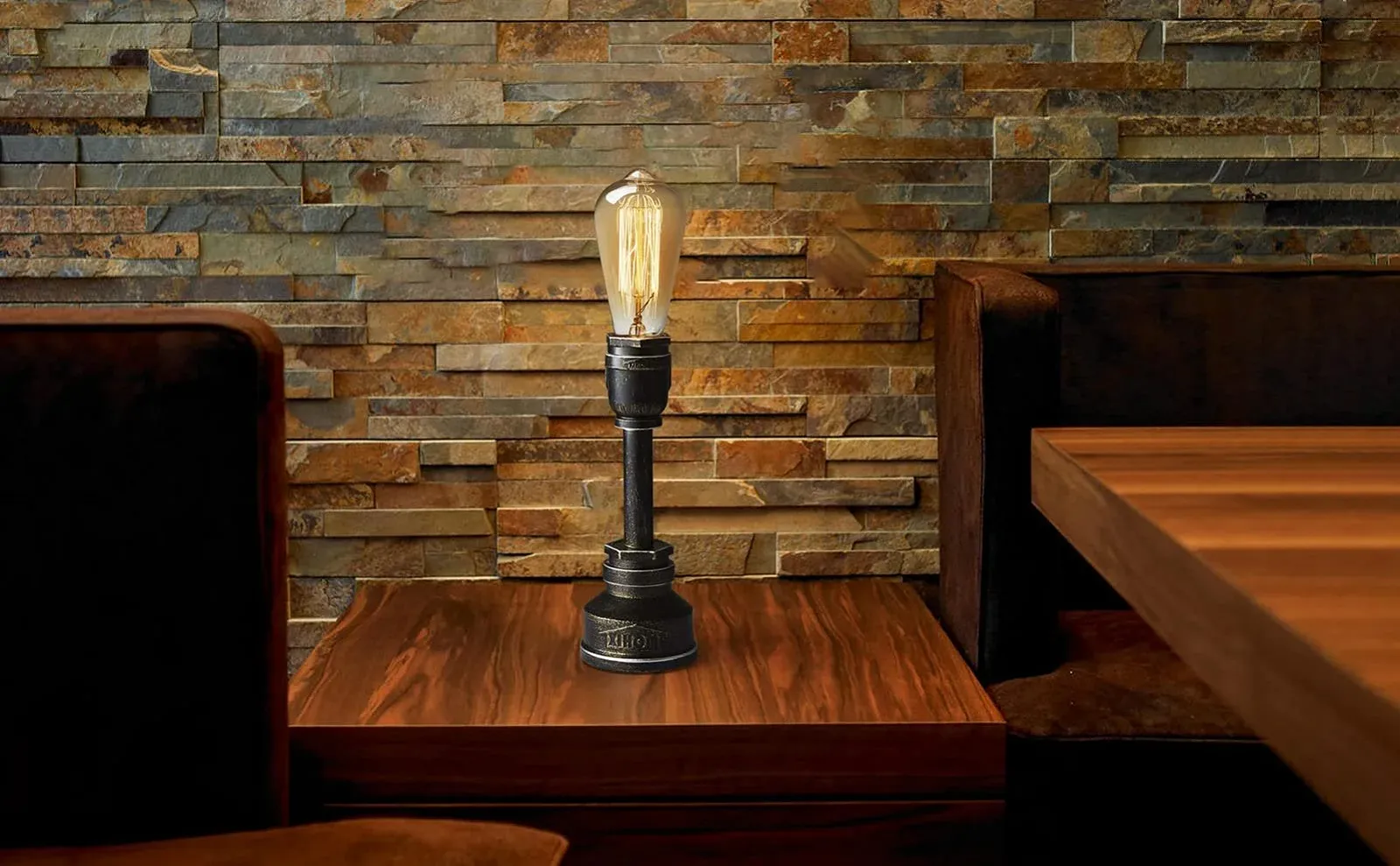 Настільна лампа Стімпанк Водопровідна труба Індустріальна E27 Бронзова, фото №5