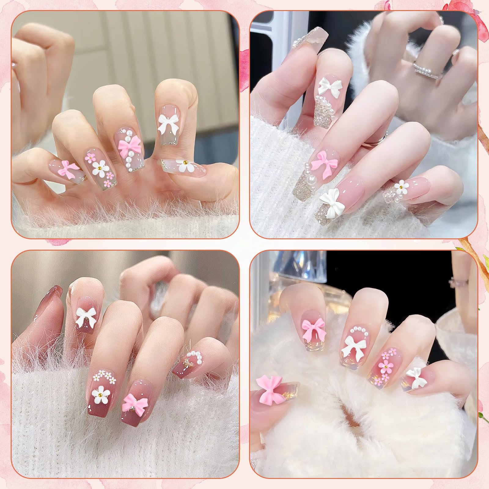 Прикраси для нігтів, Милі бантики Квіти, Акрилові квіткові намистини, фото №6