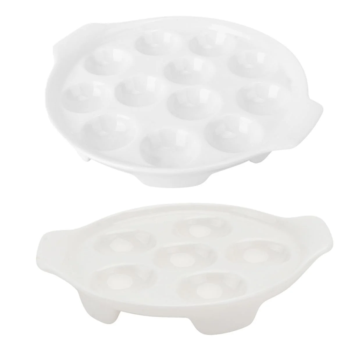 Керамическая форма для запекания улиток 2 штуки термостойкая нескользящая с ручками белая, фото №1 Керамическая форма для запекания улиток 2 штуки термостойкая нескользящая с ручками белая, фото №1
