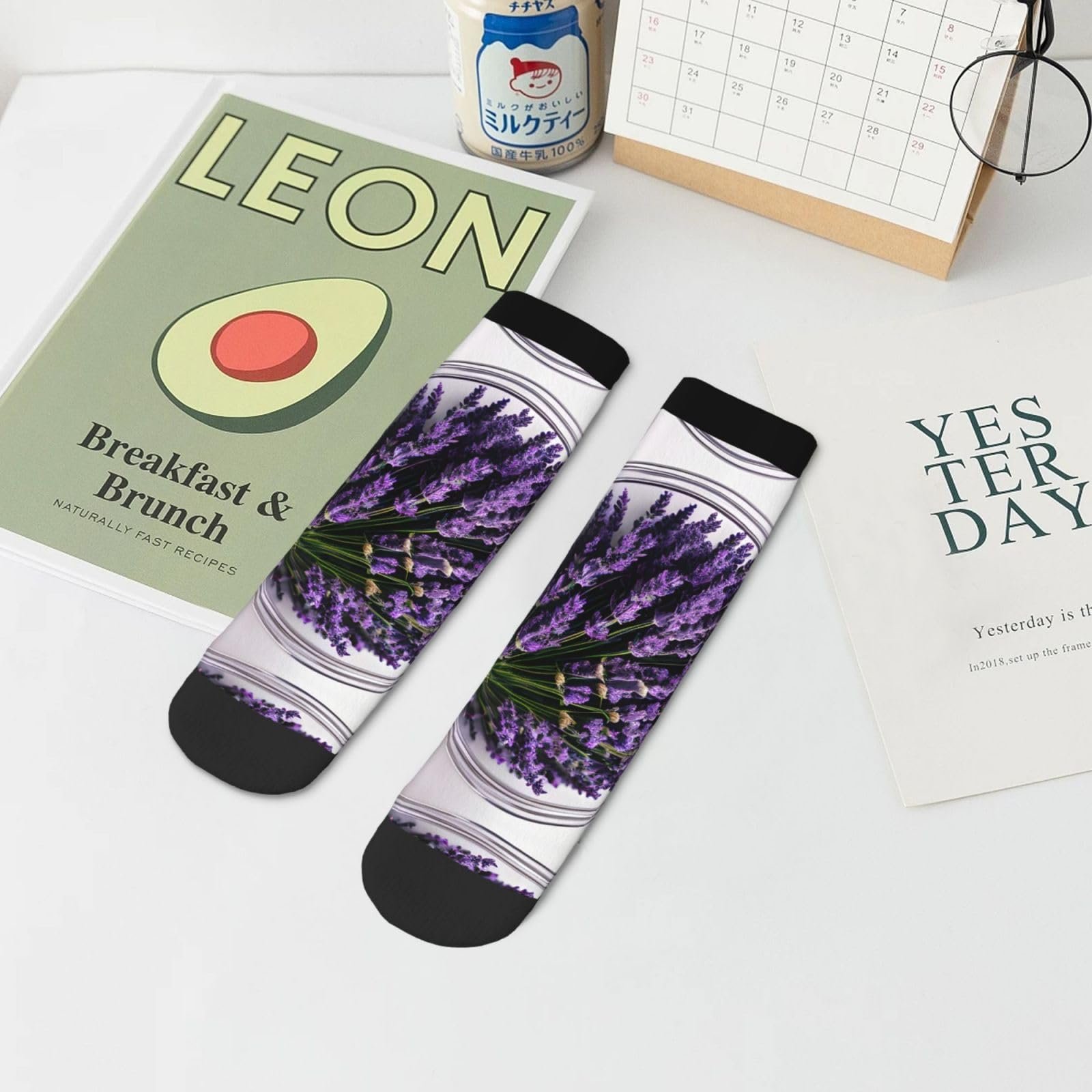 Носки Модные Удобные Взрослые Подходят для Всех Сезонов Фиолетовый Лаванда Фиолетовый Лаванда 1 One Size, Фиолетовый Лаванда 1, фото №8