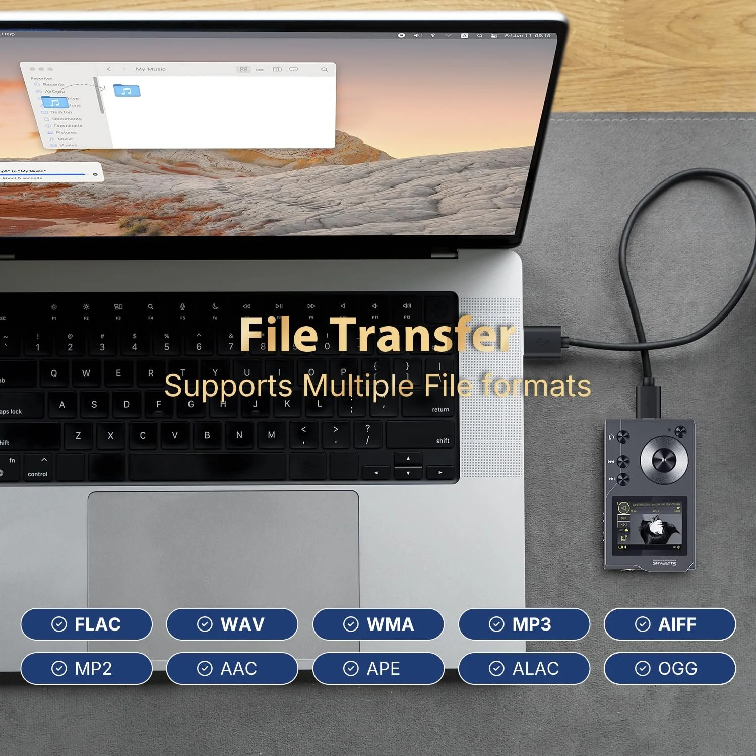 MP3 плеєр High Res Bluetooth 4.0, Сірувато-чорний, фото №5