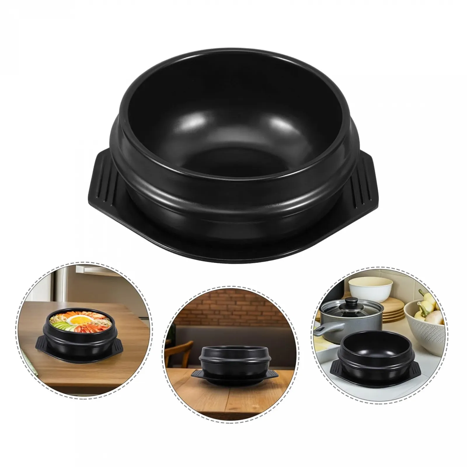 Горшок для приготовления 1 шт керамический с блюдцем для бибимбапа супов и тушения для газовых плит, фото №8