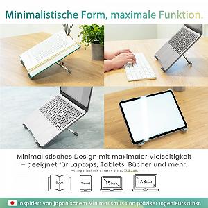 Подставка для ноутбука X-образная BELLEMOND Регулируемая по высоте алюминиевая подставка с 5 уровнями, складная и легкая, вентилируемая, для ноутбуков и планшетов до 17,3 дюймов, космическое серебро synthetic.ua - Фото 1