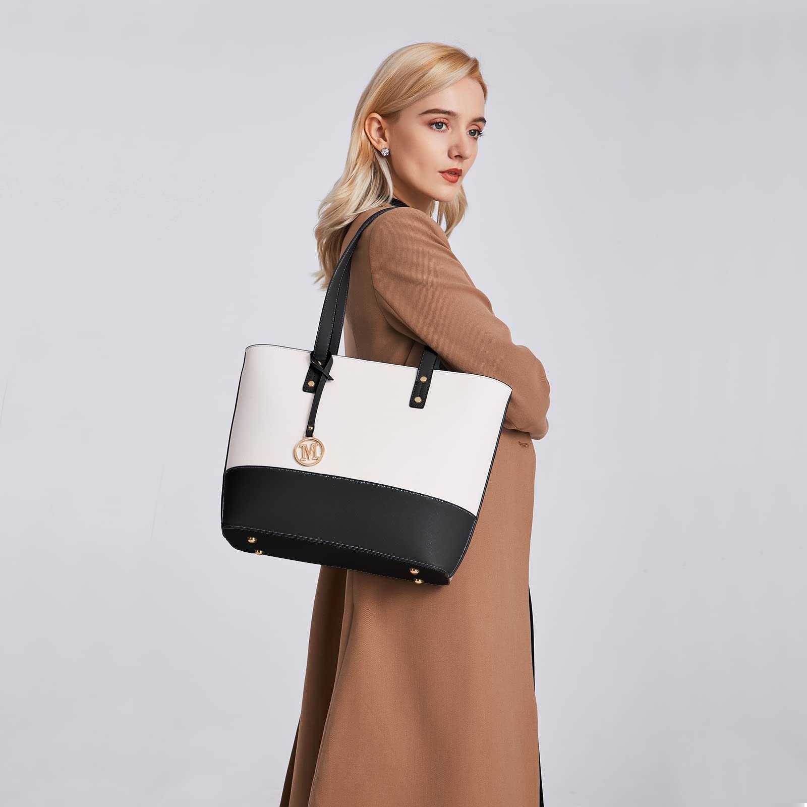 Сумка Shopper Miss Lulu Набор из 3 штук Черный/бежевый, L, фото №3