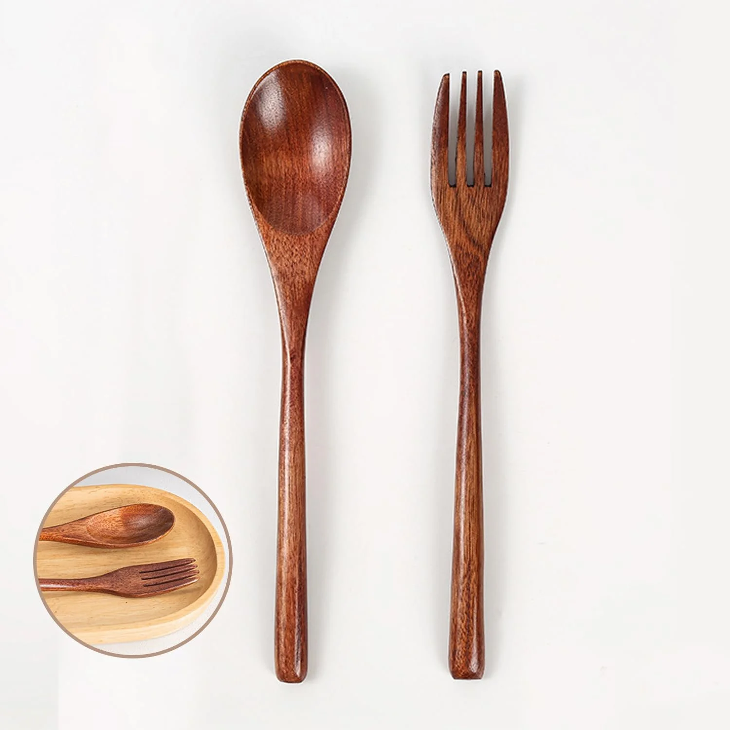 Набор деревянных вилок и ложек 6 шт, фото №8