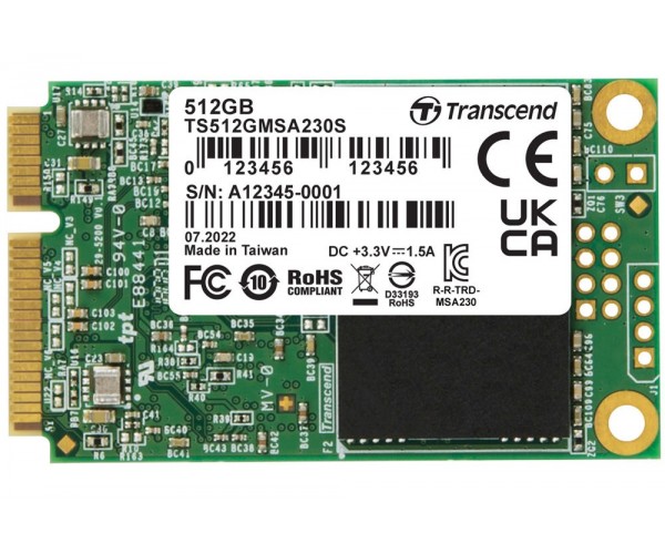 Твердотільний накопичувач mSATA 512Gb Transcend 230S 3D TLC 560/500 MB/s TS512GMSA230S, фото №1