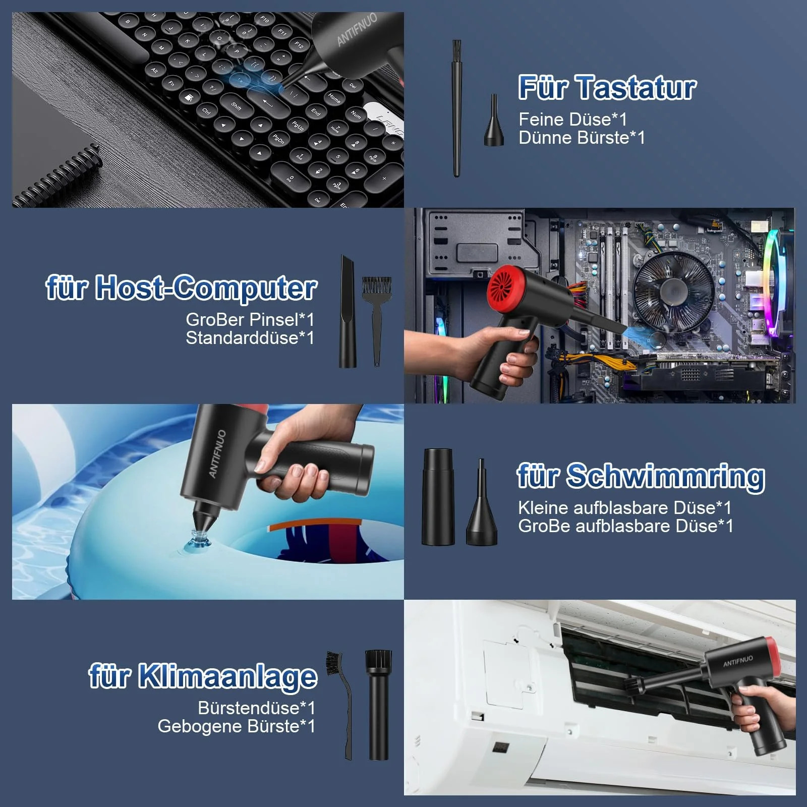 Электрическая воздуходувка и пылесос 2-в-1 3-Speed 91000 RPM 6000 mAh, фото №3