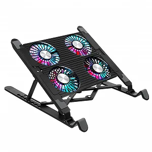 Охолоджуюча Підставка для Ноутбука Tofficu з Вентиляторами, Складна, з Регульованою Висотою, з Чорного Пластику - Фото 1