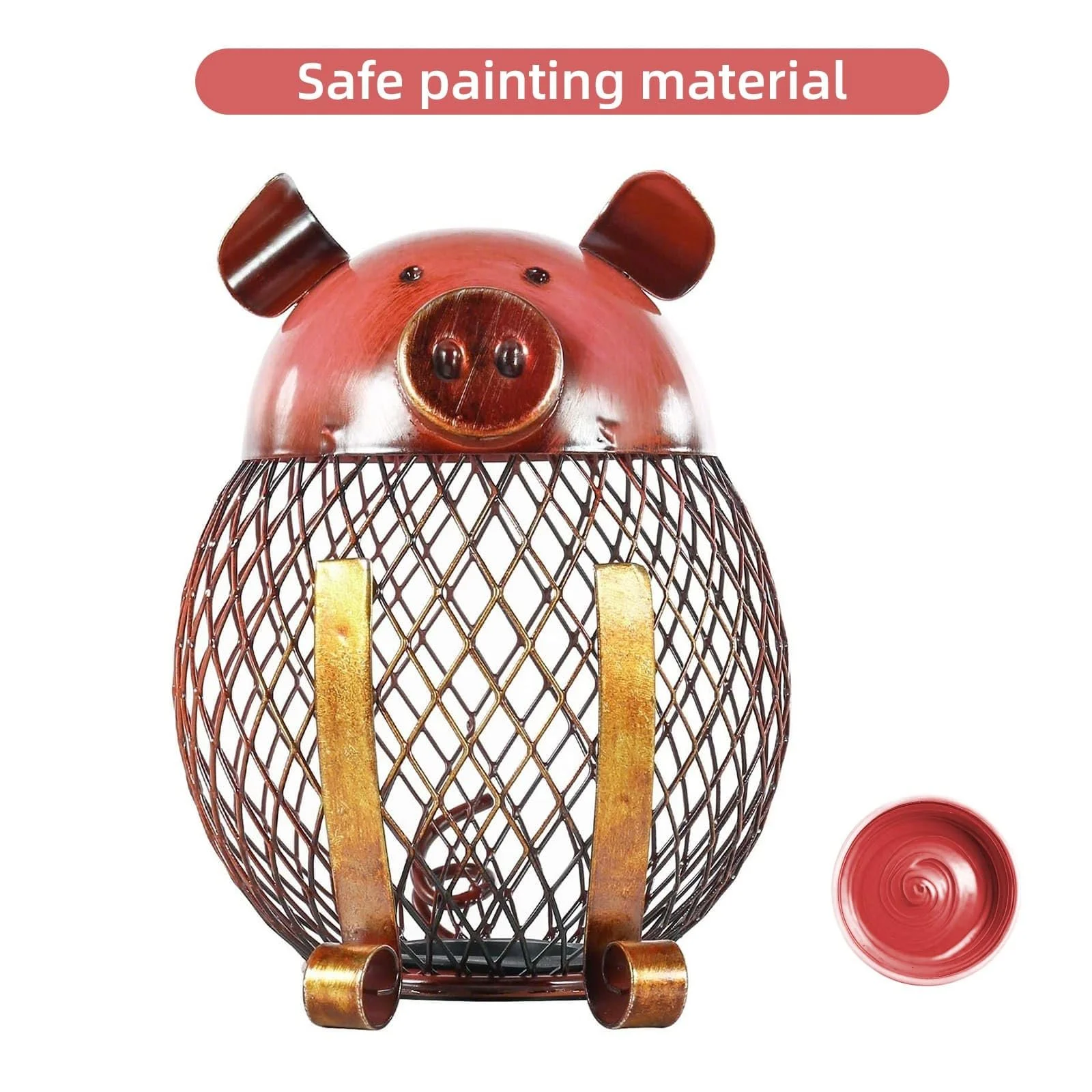 Скарбничка Vintage ретро залізна небитка цегляно-червона, фото №3