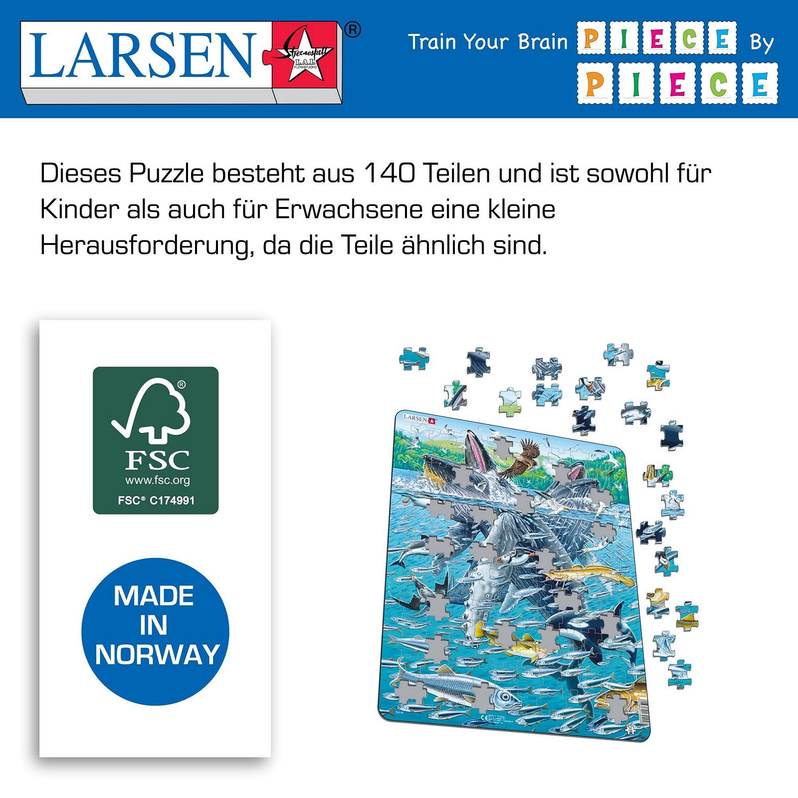 Пазл-рамка Larsen FH47 Humpback Whales and Pegs 140 елементів від 6 років, фото №5 Пазл-рамка Larsen FH47 Humpback Whales and Pegs 140 елементів від 6 років, фото №5